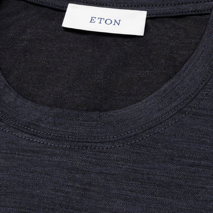 Navy Blue Merino Wool Lyocell Crew Neck T-shirt - ETON