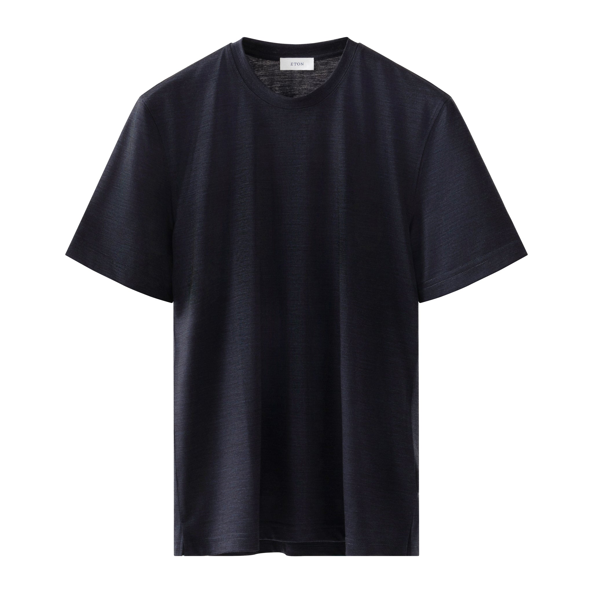 Navy Blue Merino Wool Lyocell Crew Neck T-shirt - ETON