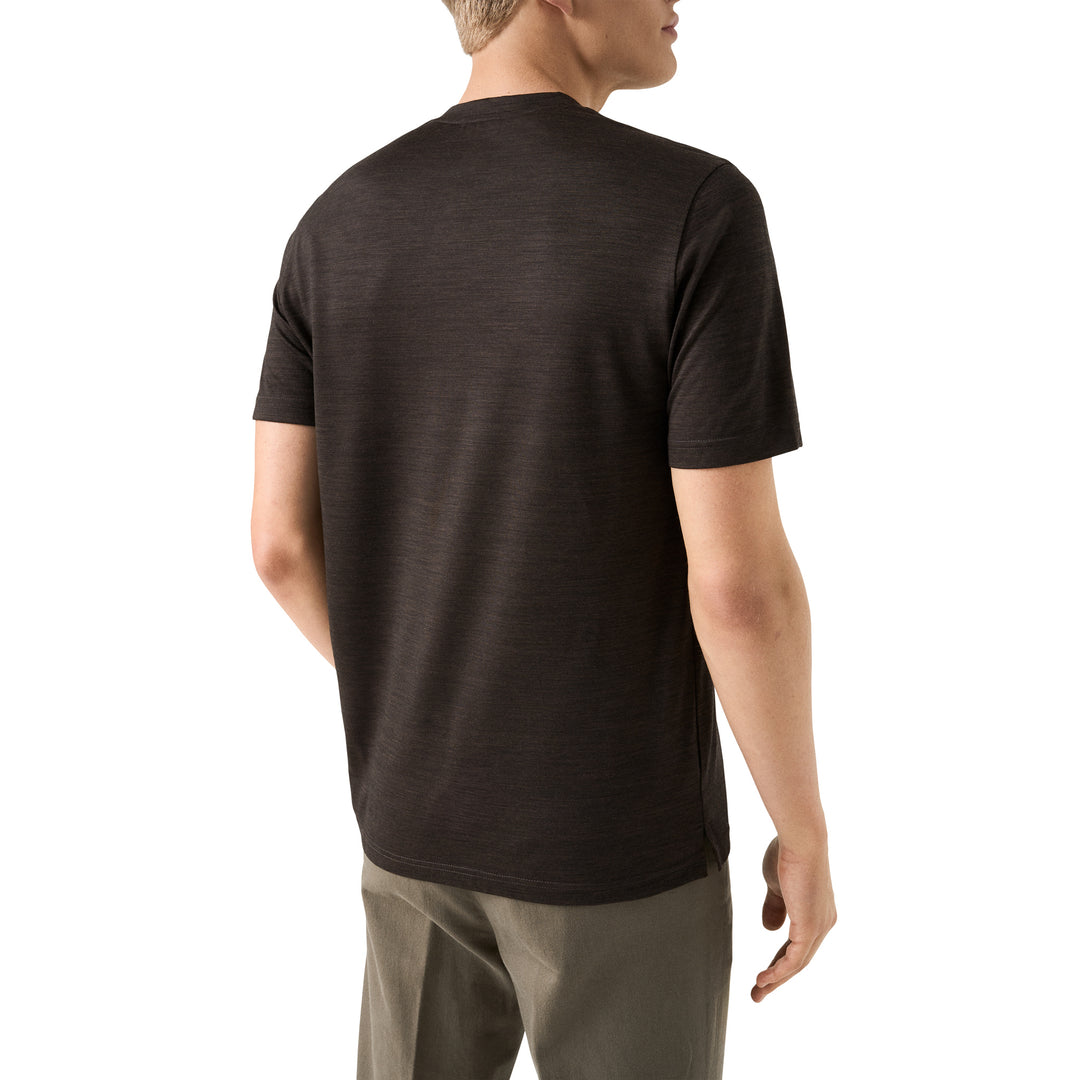 Brown Merino Wool Lyocell Crew Neck T-shirt - ETON