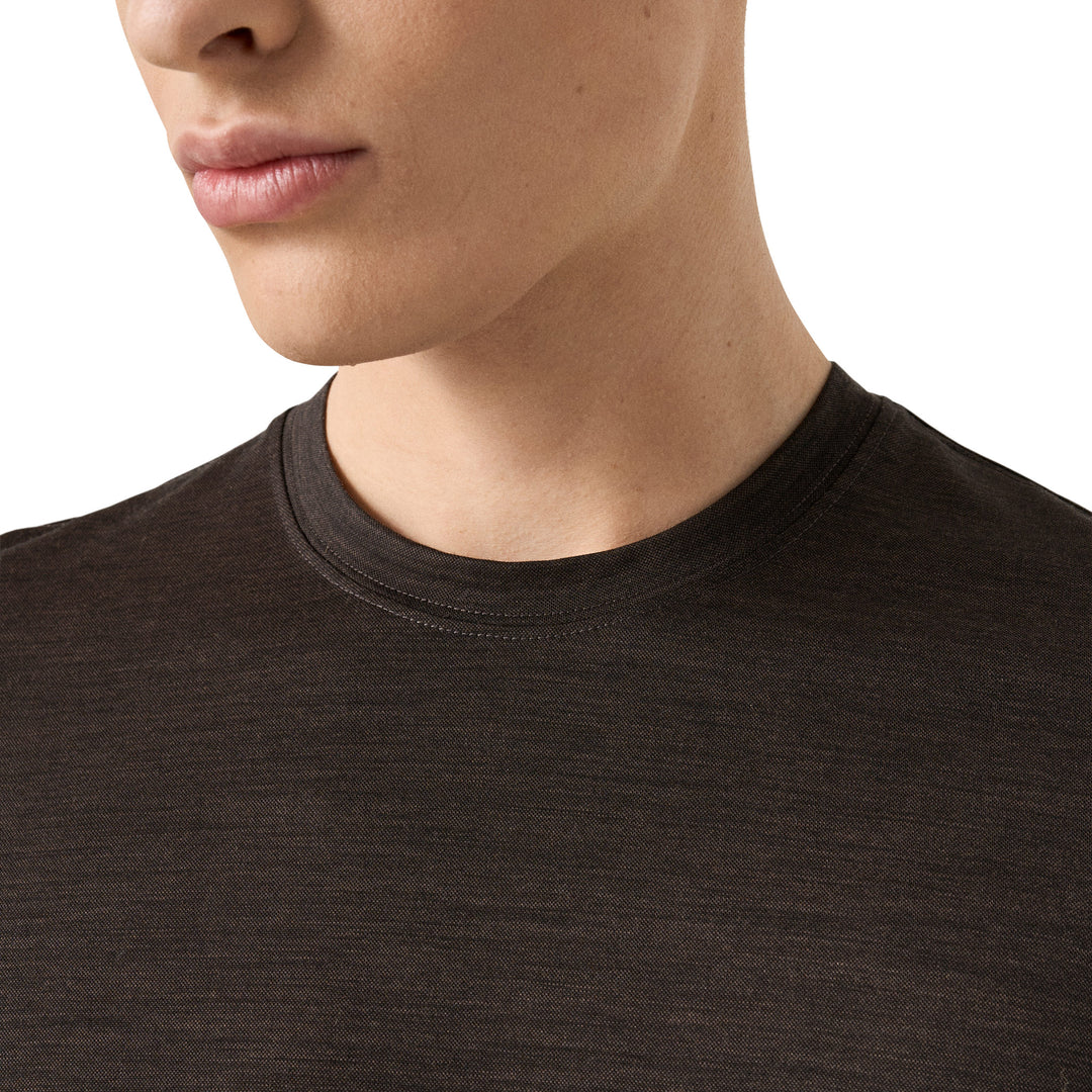 Brown Merino Wool Lyocell Crew Neck T-shirt - ETON
