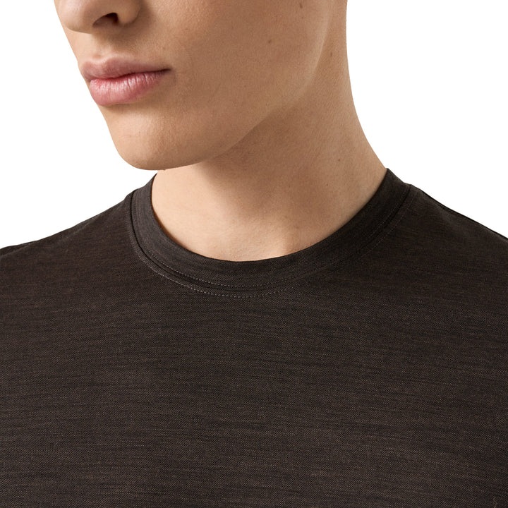 Brown Merino Wool Lyocell Crew Neck T-shirt - ETON