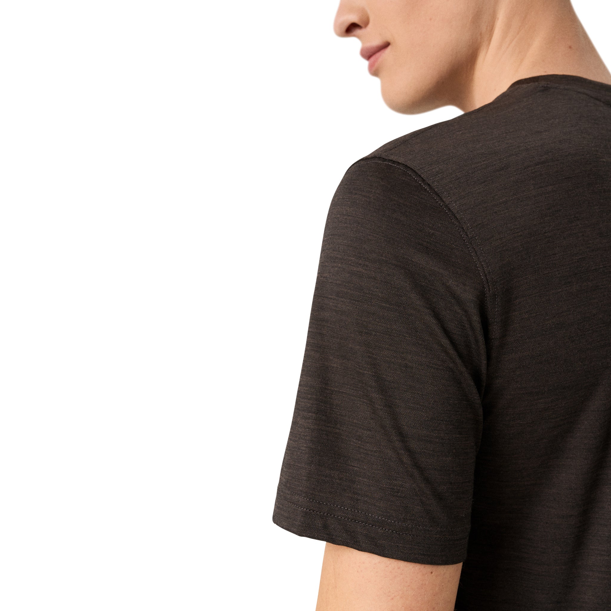Brown Merino Wool Lyocell Crew Neck T-shirt - ETON