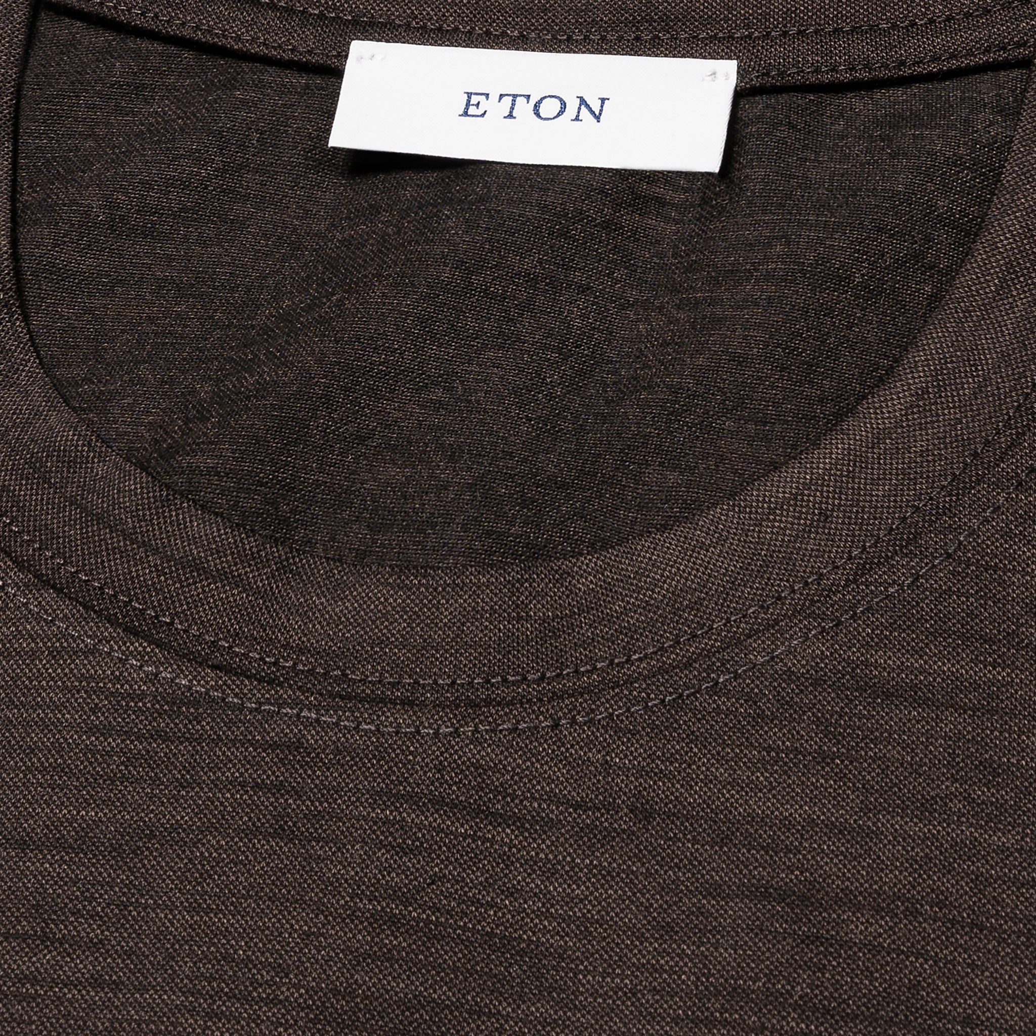 Brown Merino Wool Lyocell Crew Neck T-shirt - ETON
