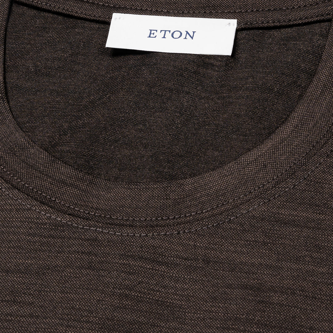Brown Merino Wool Lyocell Crew Neck T-shirt - ETON