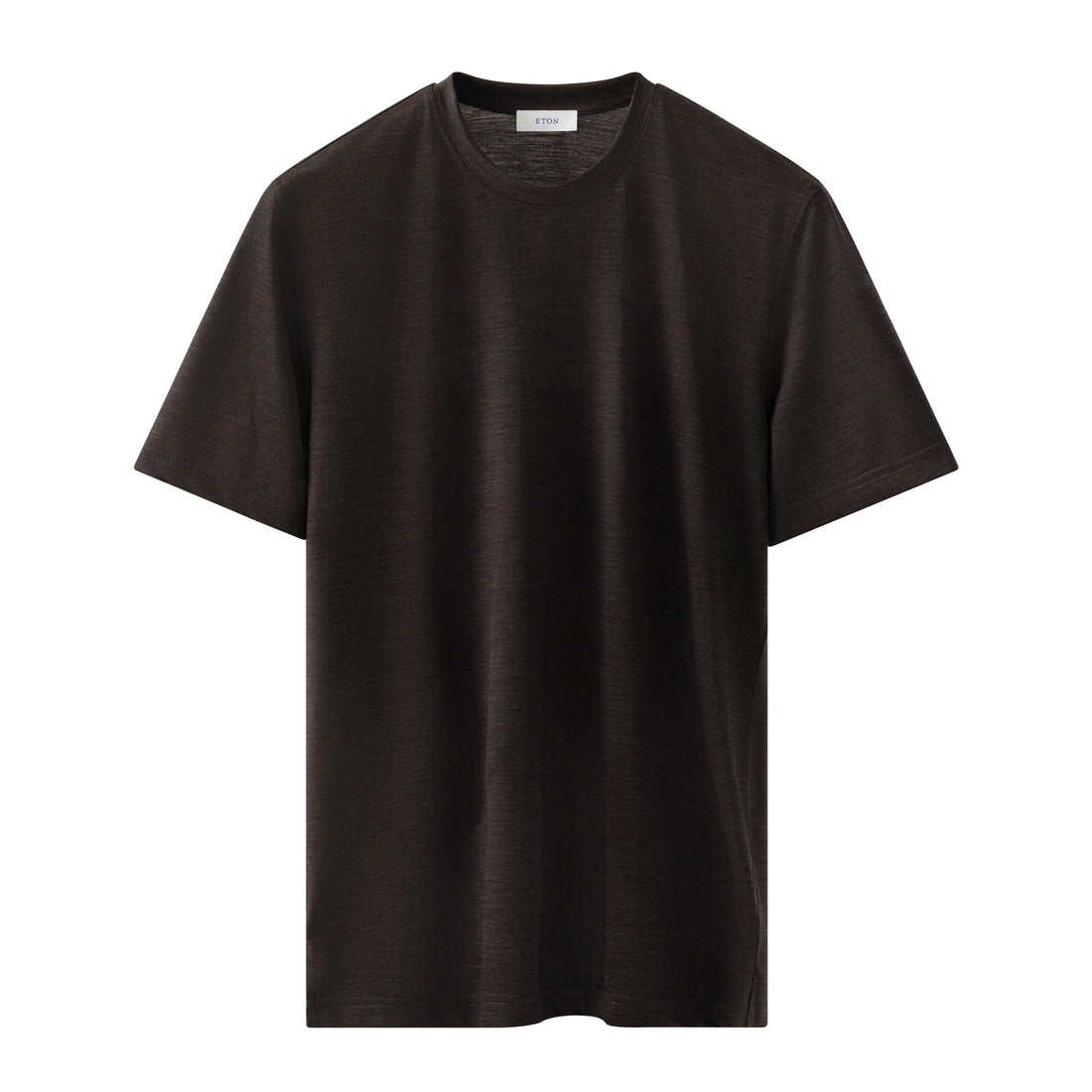 Brown Merino Wool Lyocell Crew Neck T-shirt - ETON