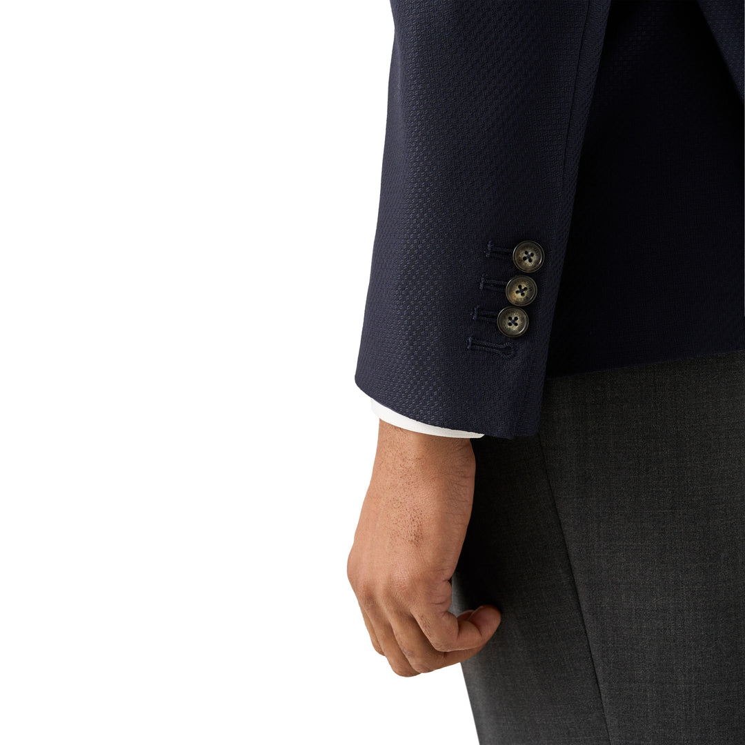 Navy Blue Wool Knit Hopsack Soft Jacket - ETON - Boutique Jacques International