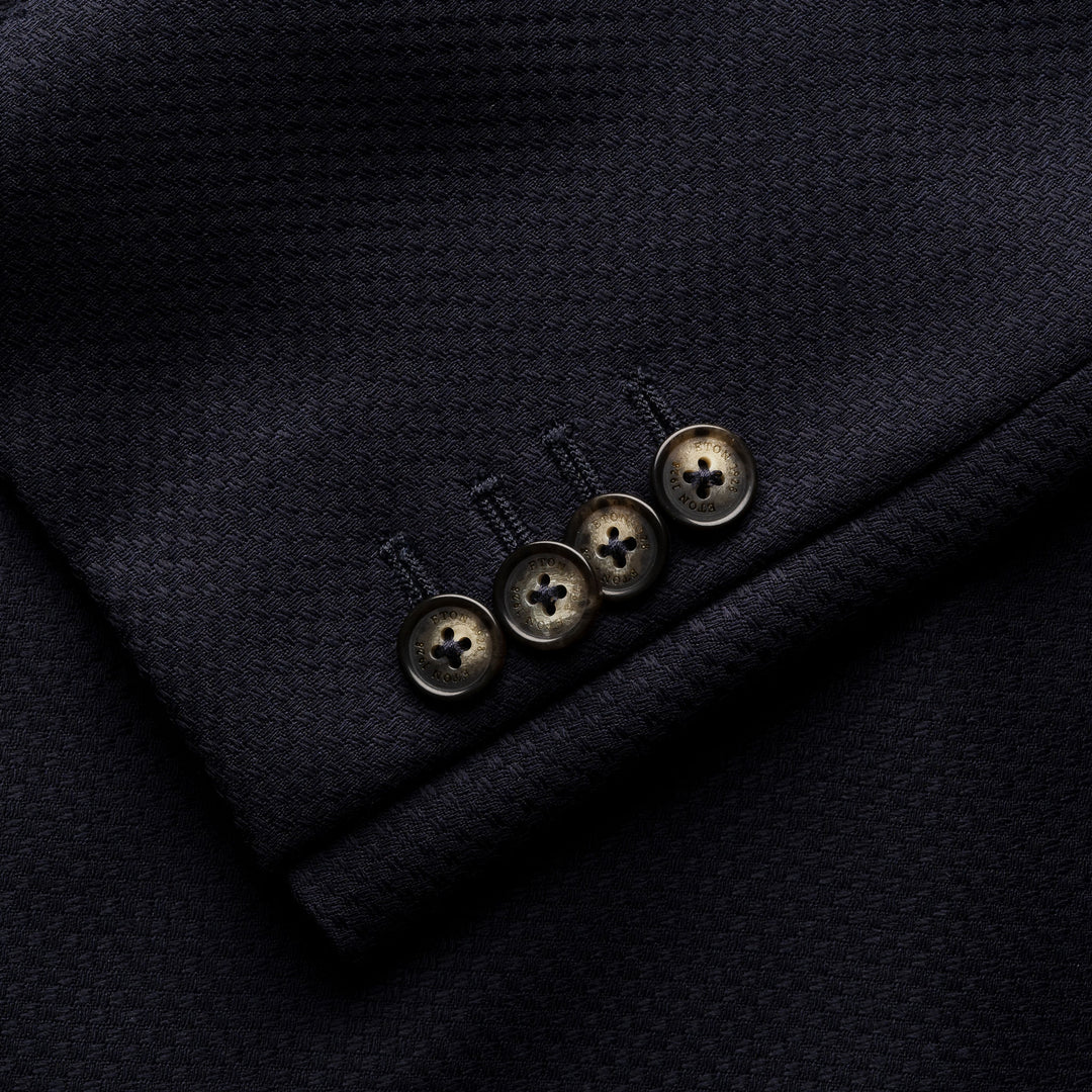 Navy Blue Wool Knit Hopsack Soft Jacket - ETON - Boutique Jacques International