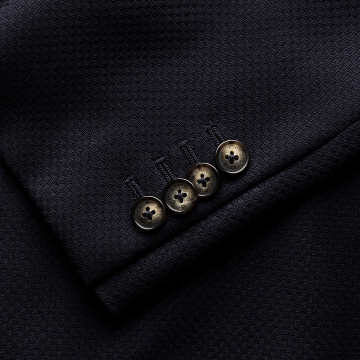 Navy Blue Wool Knit Hopsack Soft Jacket - ETON - Boutique Jacques International