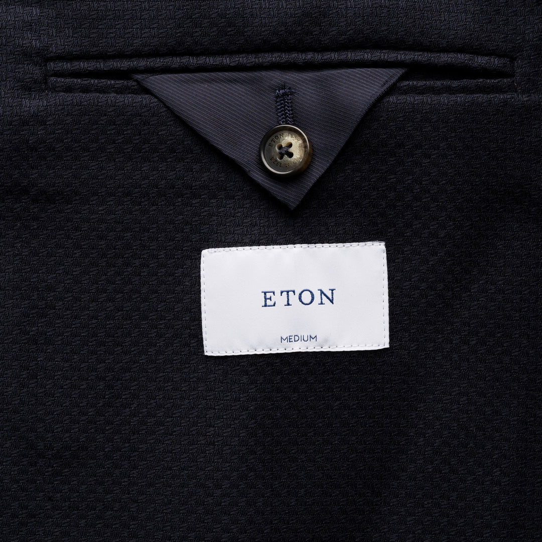 Navy Blue Wool Knit Hopsack Soft Jacket - ETON - Boutique Jacques International