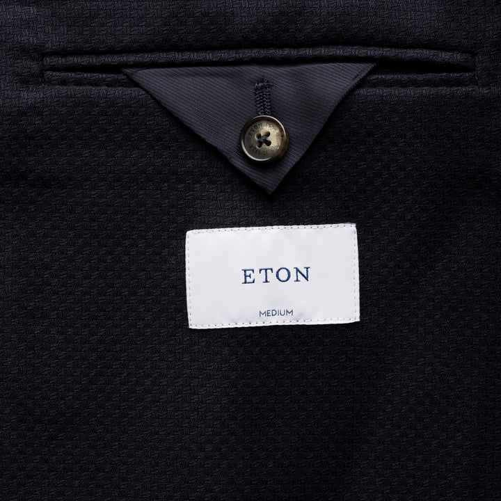 Navy Blue Wool Knit Hopsack Soft Jacket - ETON - Boutique Jacques International