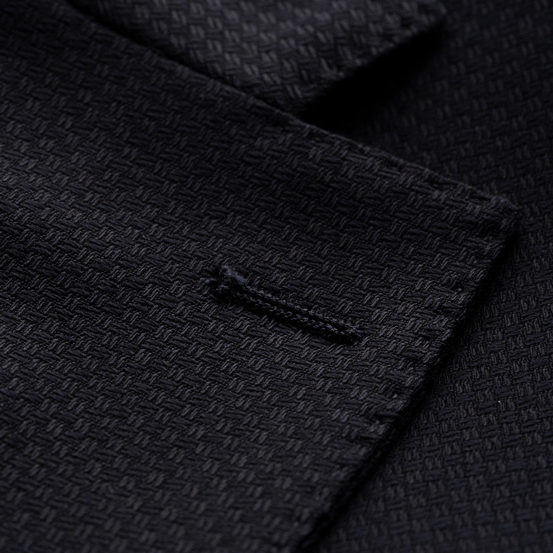 Navy Blue Wool Knit Hopsack Soft Jacket - ETON - Boutique Jacques International