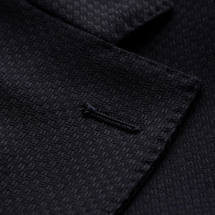 Navy Blue Wool Knit Hopsack Soft Jacket - ETON - Boutique Jacques International