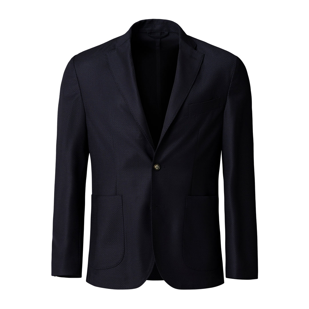 Navy Blue Wool Knit Hopsack Soft Jacket - ETON - Boutique Jacques International