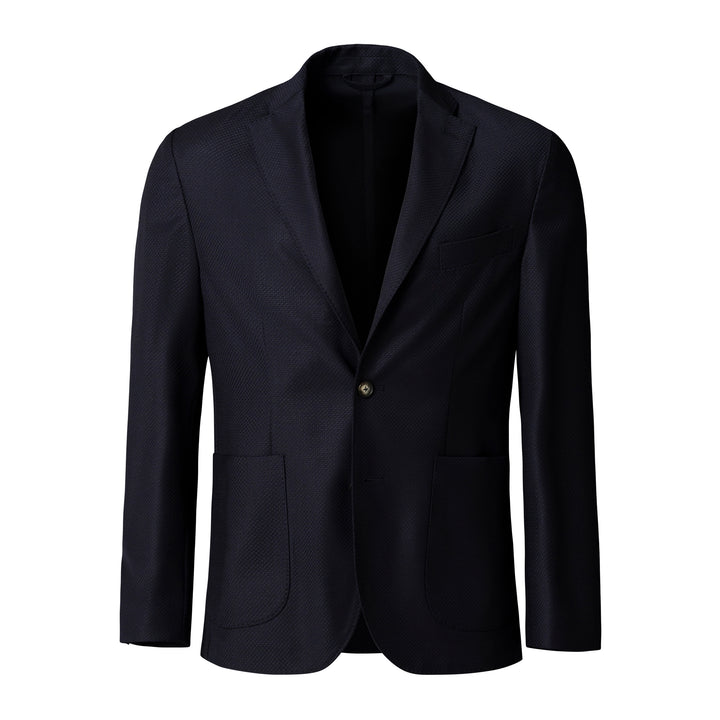 Navy Blue Wool Knit Hopsack Soft Jacket - ETON - Boutique Jacques International