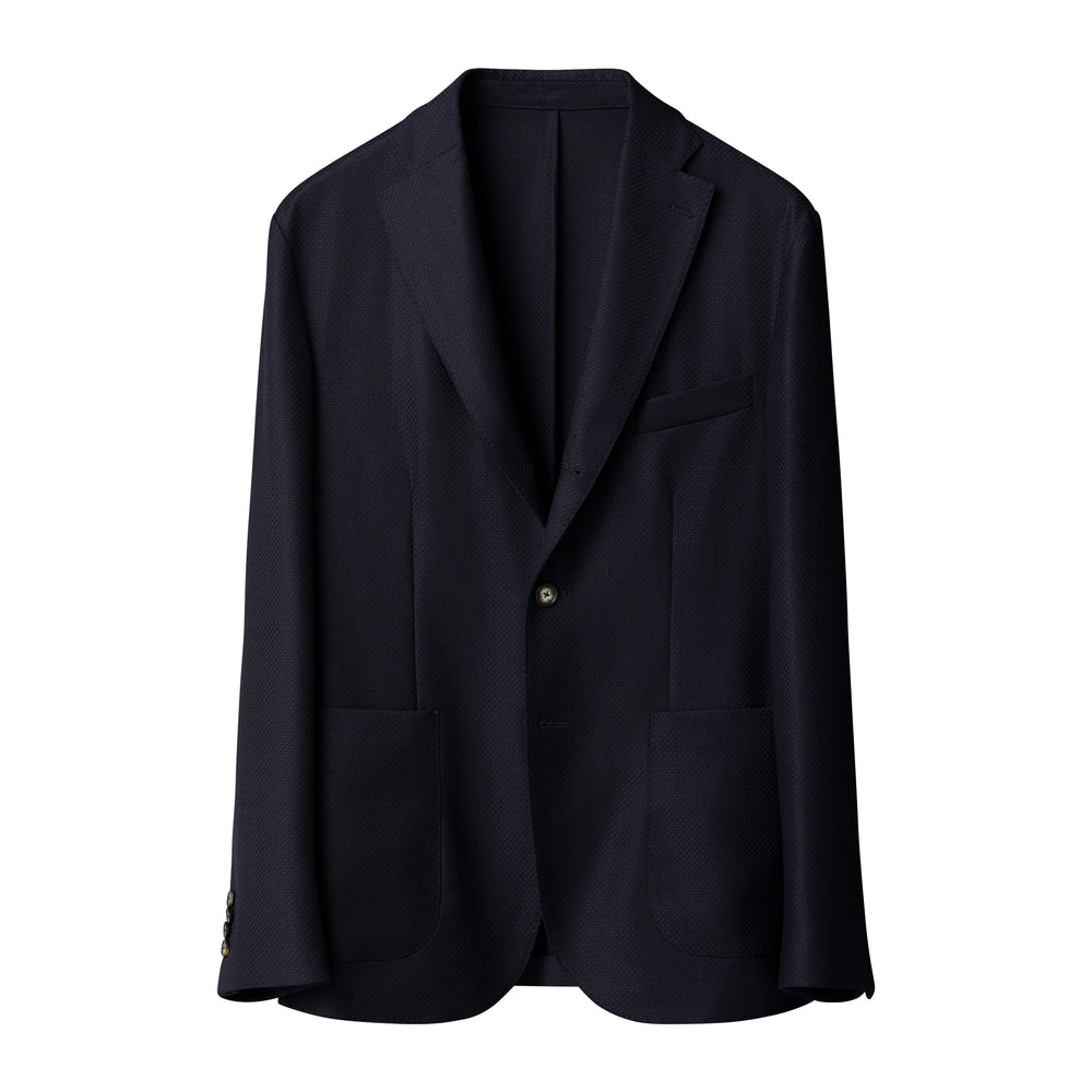 Navy Blue Wool Knit Hopsack Soft Jacket - ETON - Boutique Jacques International