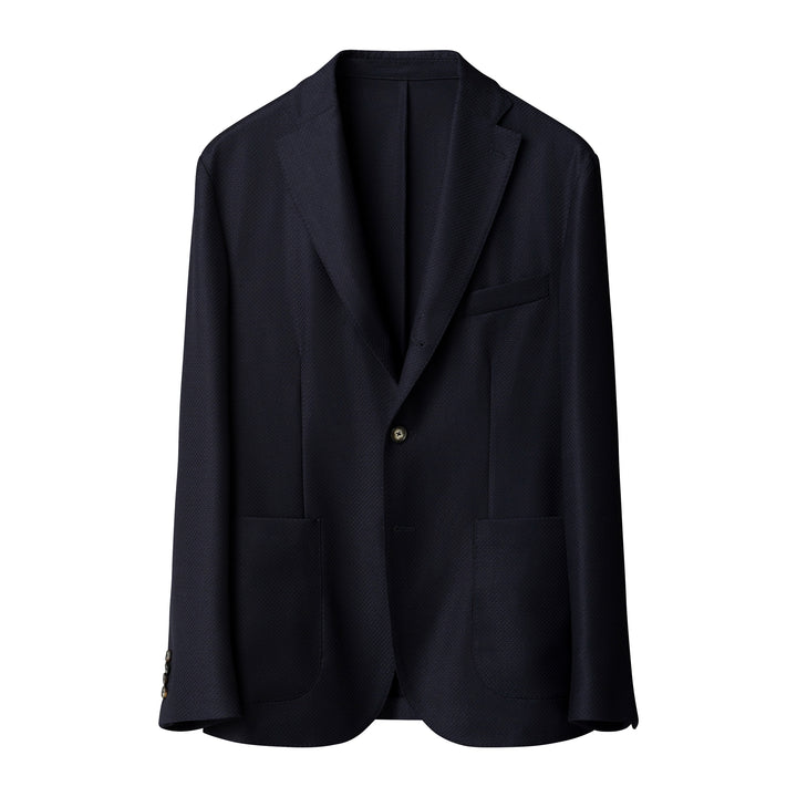 Navy Blue Wool Knit Hopsack Soft Jacket - ETON - Boutique Jacques International