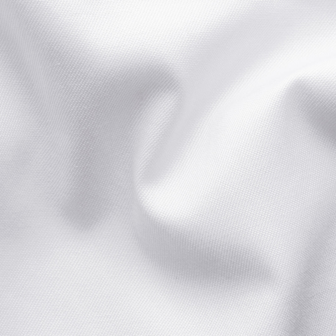 White Solid Signature Twill Slim Fit Shirt w/ Brown Buttons - ETON