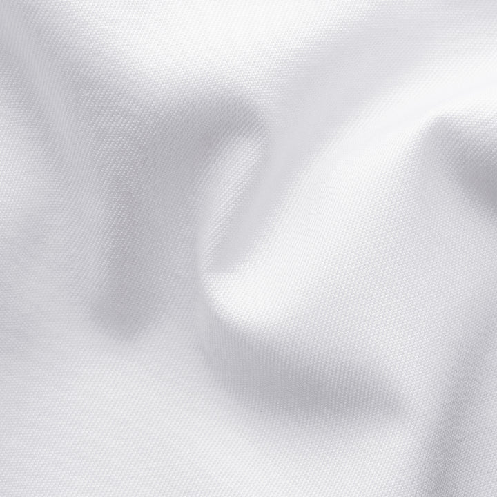 White Solid Signature Twill Slim Fit Shirt w/ Brown Buttons - ETON