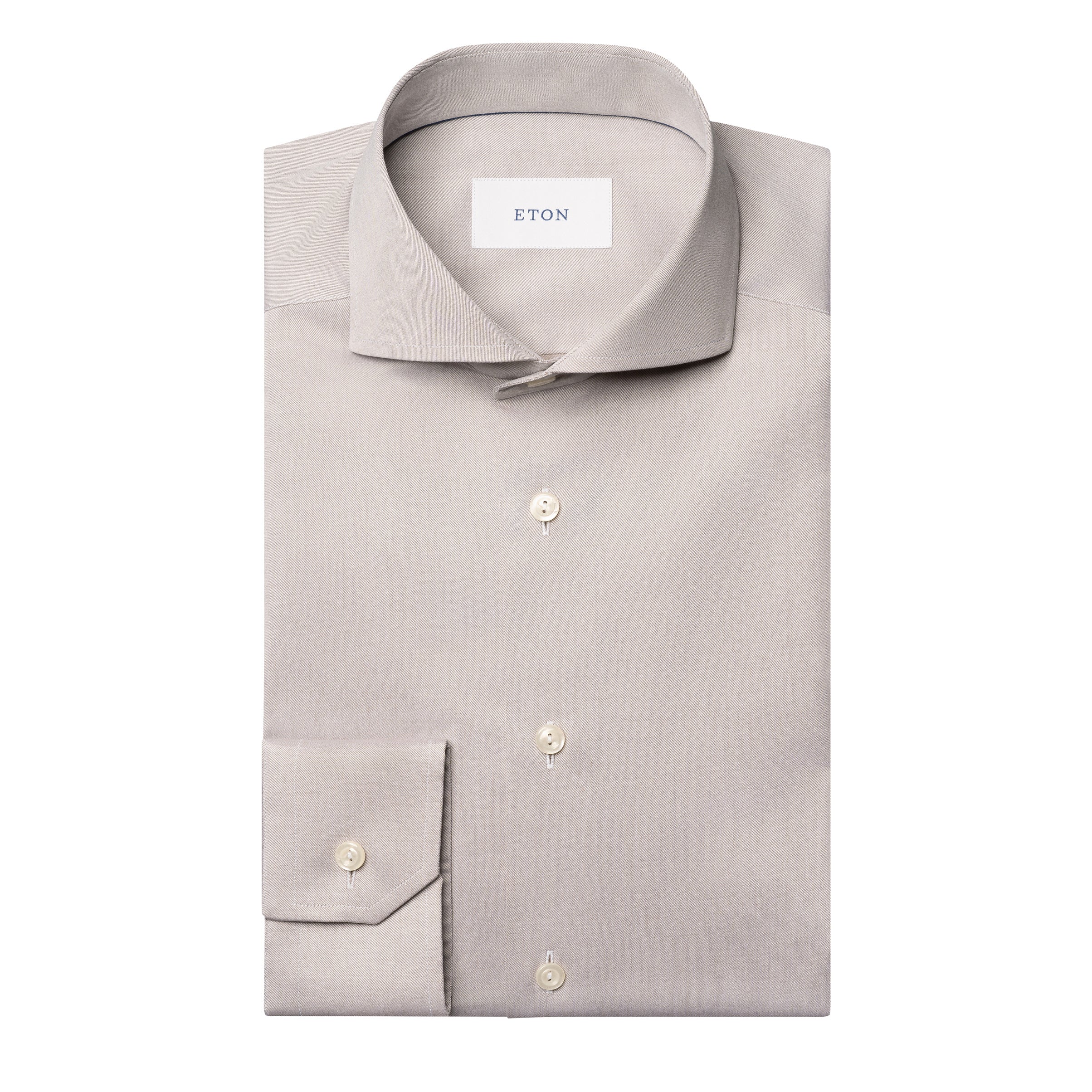 Taupe Solid Signature Twill Slim Fit Dress Shirt - ETON