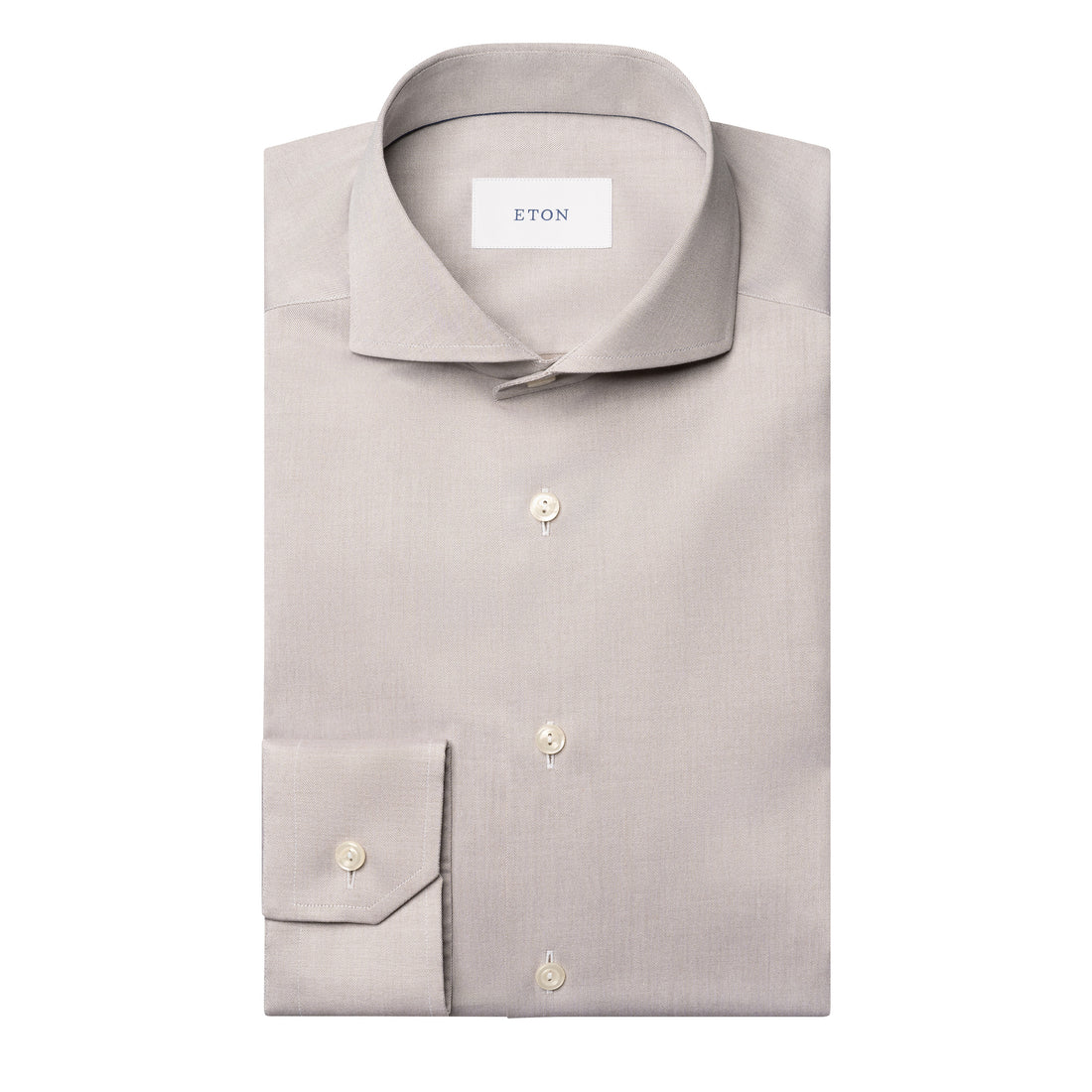 Taupe Solid Signature Twill Slim Fit Dress Shirt - ETON
