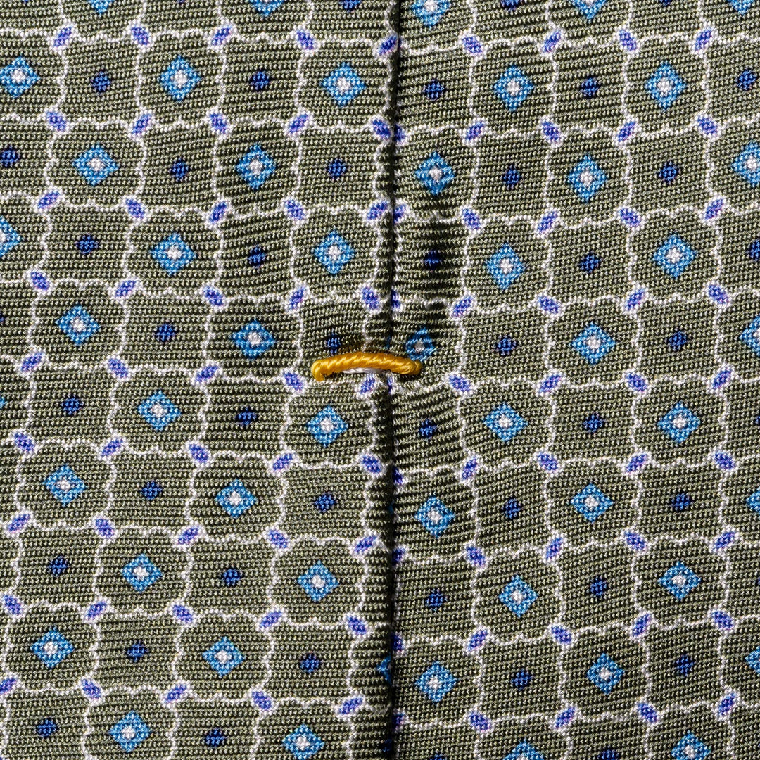 Mid Green Geometric Print Silk Tie - ETON