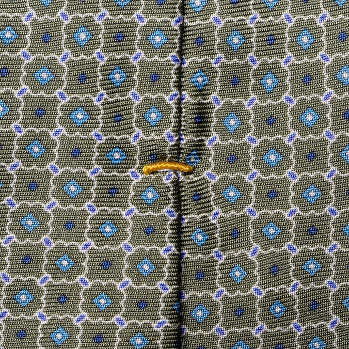 Mid Green Geometric Print Silk Tie - ETON