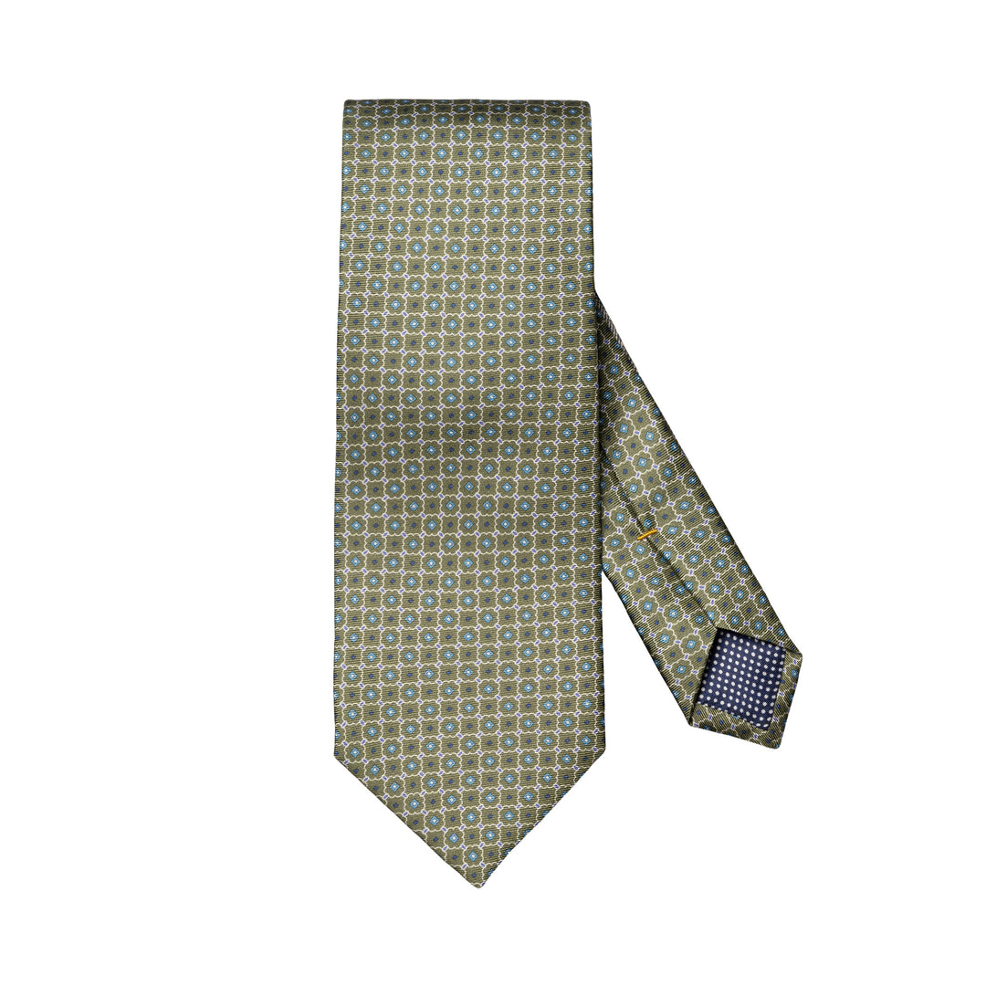 Mid Green Geometric Print Silk Tie - ETON