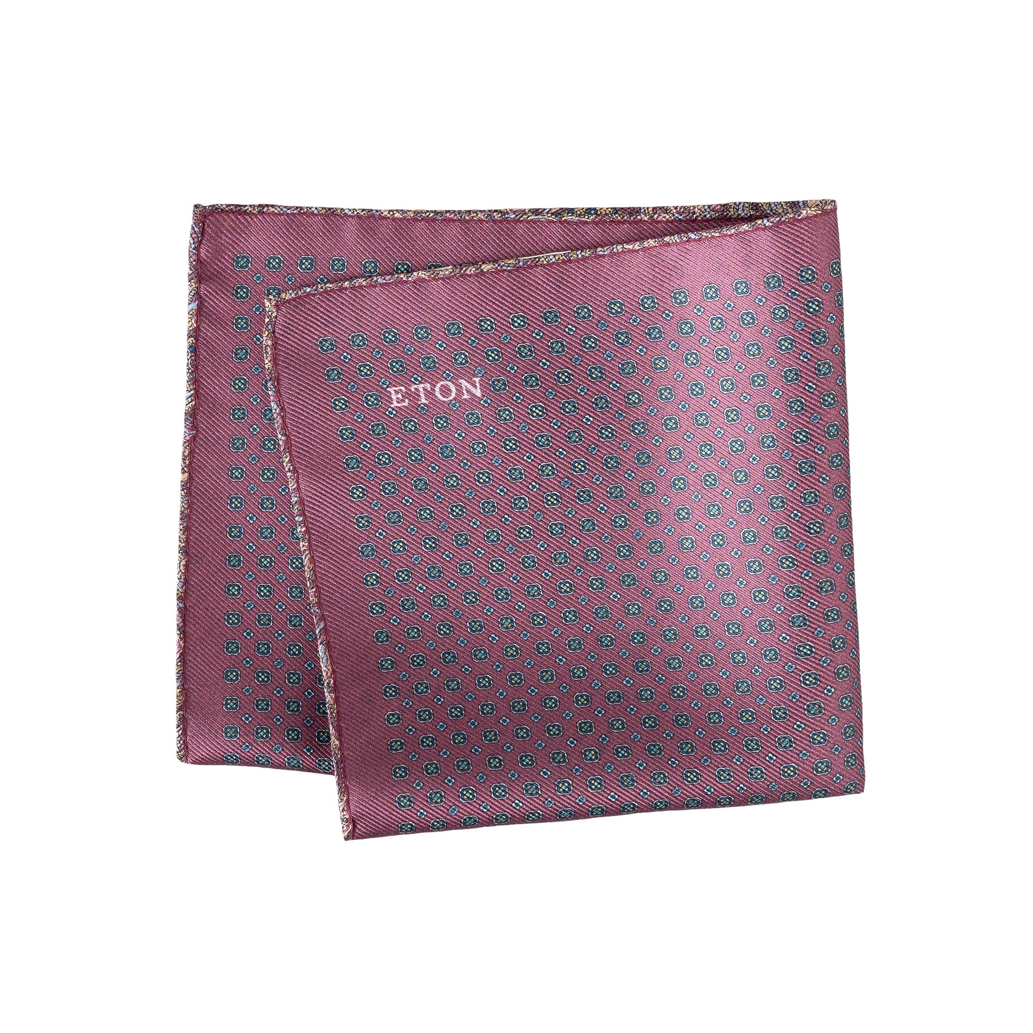 Mid purple Double Print Silk Pocket Square - ETON