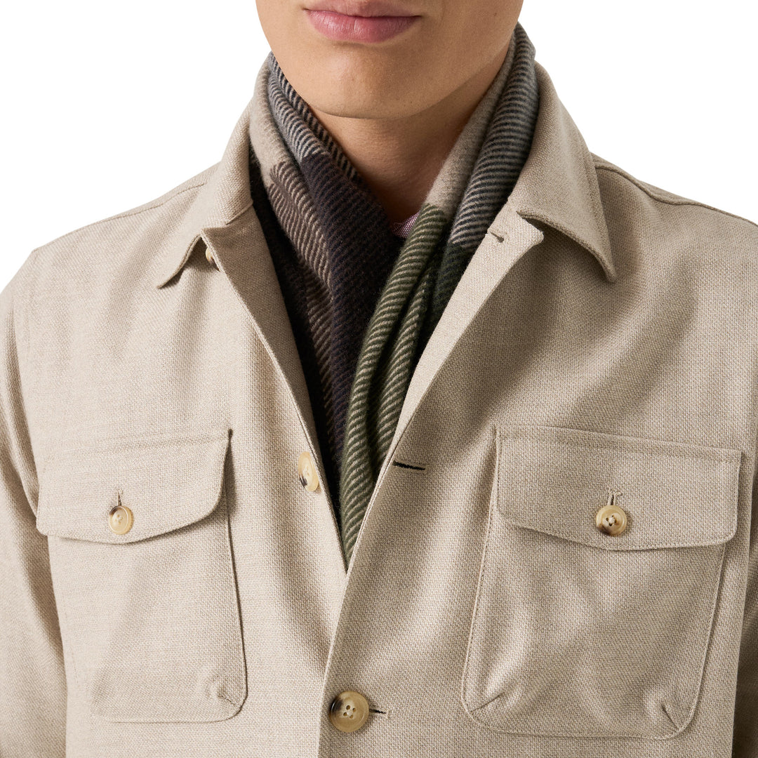 Dark Brown Block Colour Cashmere Scarf - ETON