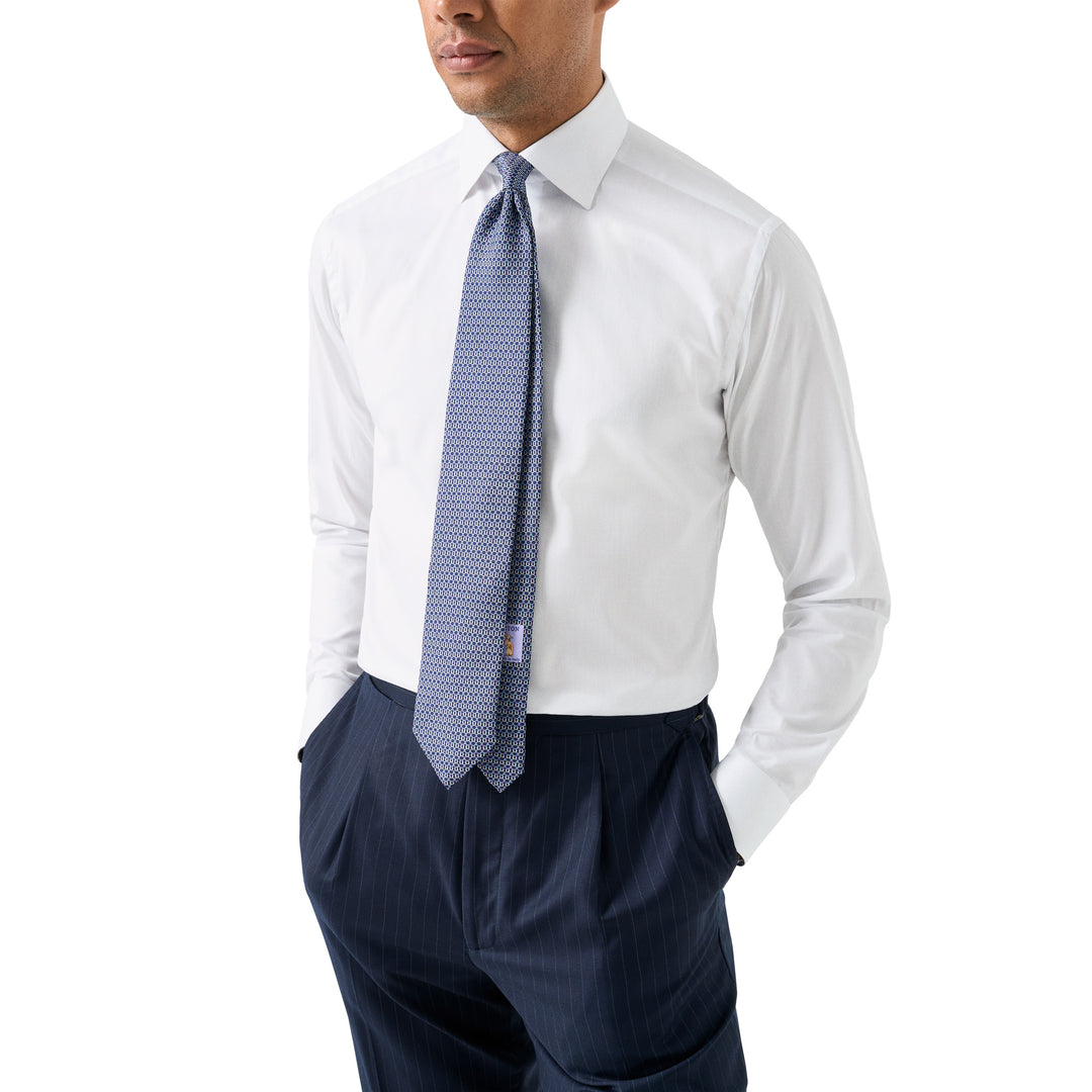 White Floral Effect Contrast Signature Twill Slim Fit Shirt - ETON