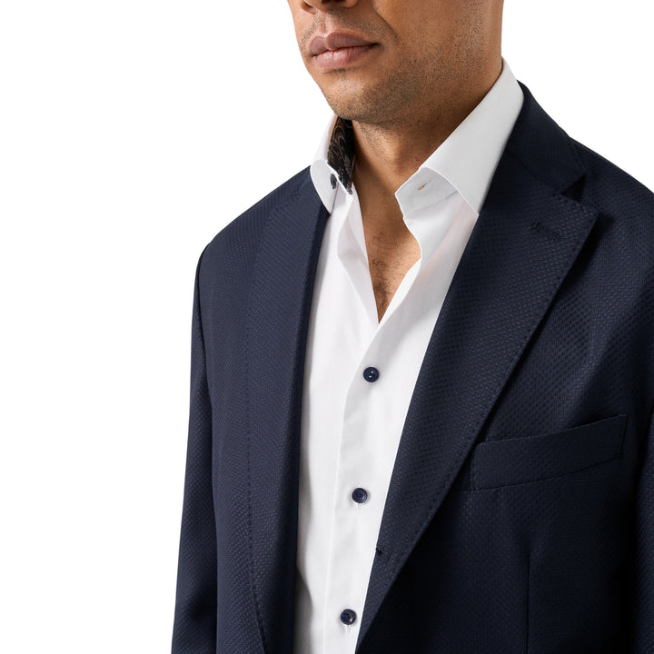 White Floral Effect Contrast Signature Twill Slim Fit Shirt - ETON