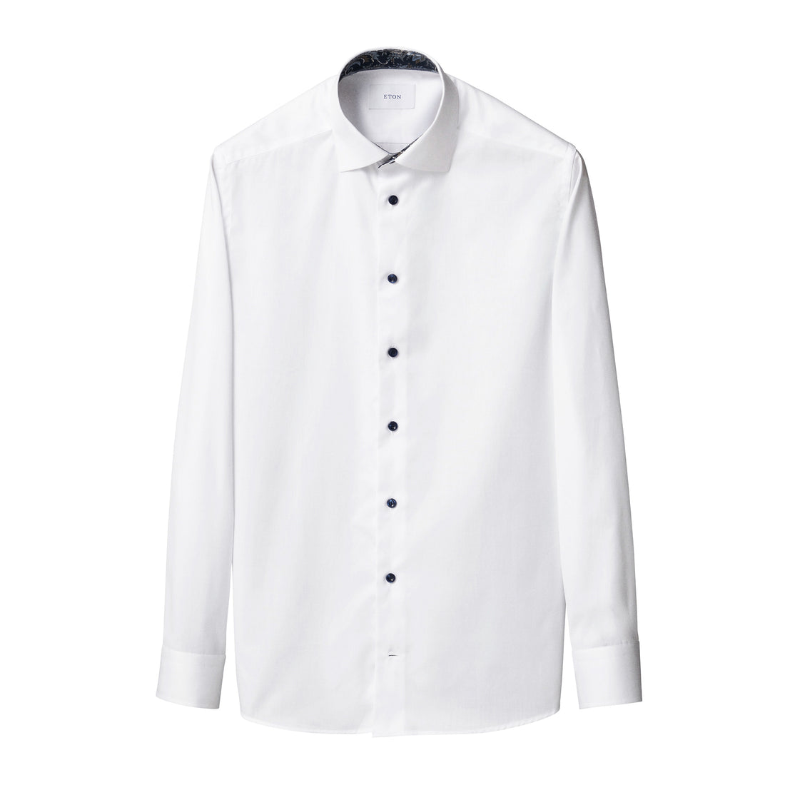 White Floral Effect Contrast Signature Twill Slim Fit Shirt - ETON