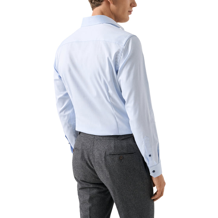 Blue Floral Effect Contrast Signature Twill Slim Fit Shirt - ETON