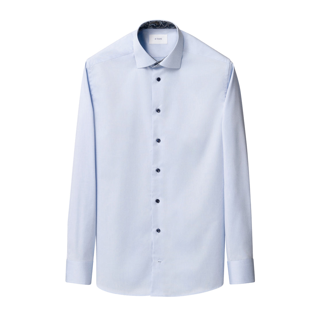 Blue Floral Effect Contrast Signature Twill Slim Fit Shirt - ETON