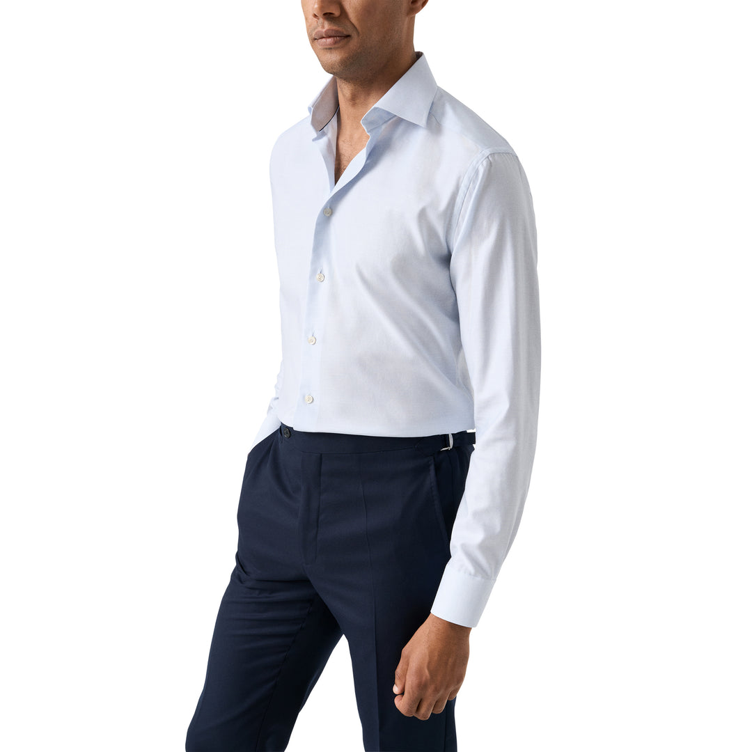 Light Blue Semi-Solid Twill Slim Fit Shirt - ETON