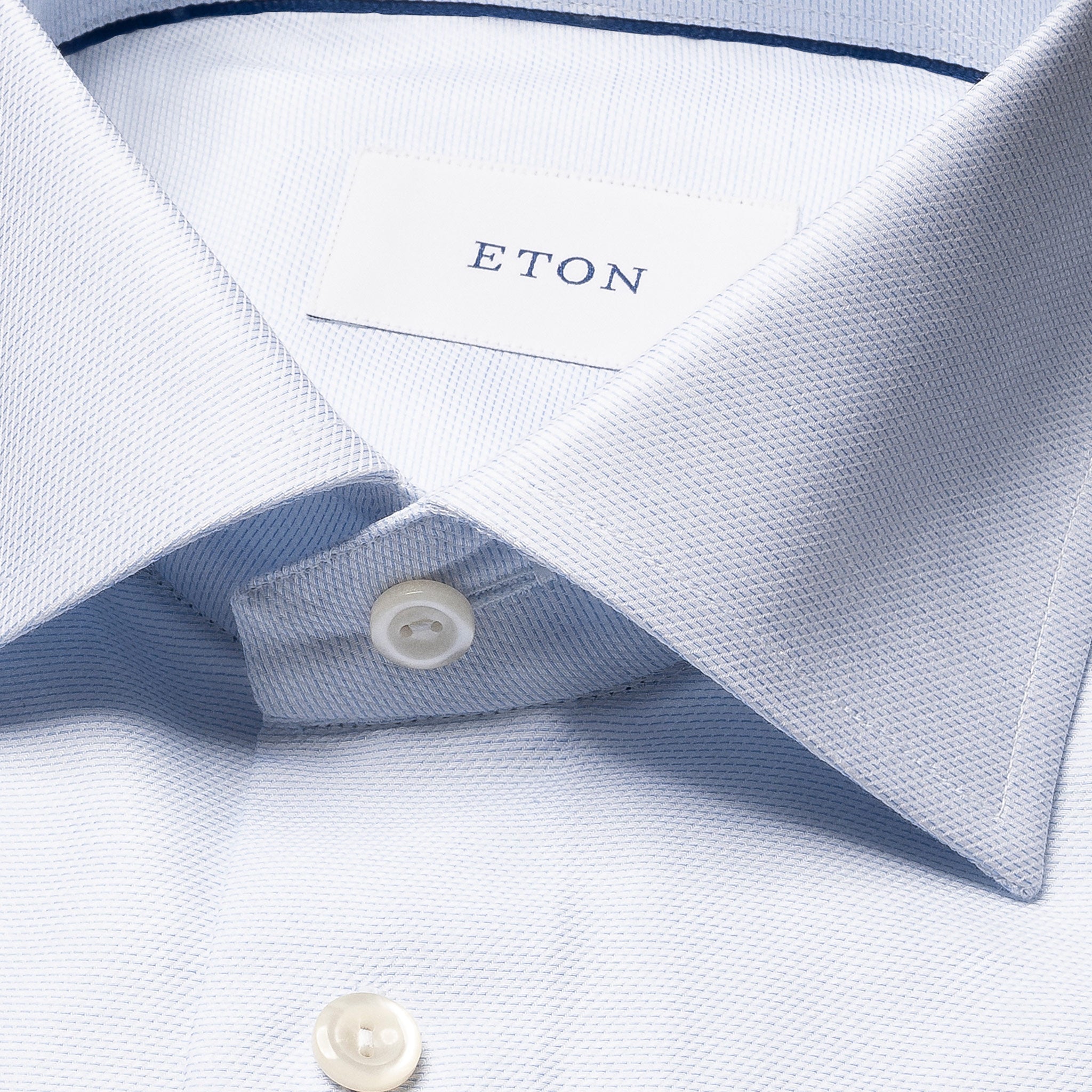 Light Blue Semi-Solid Twill Slim Fit Shirt - ETON
