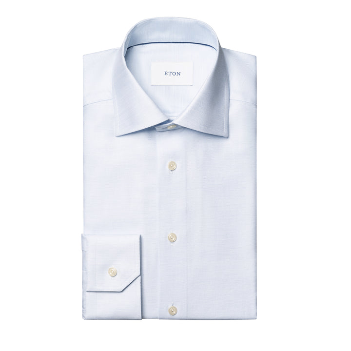 Light Blue Semi-Solid Twill Slim Fit Shirt - ETON