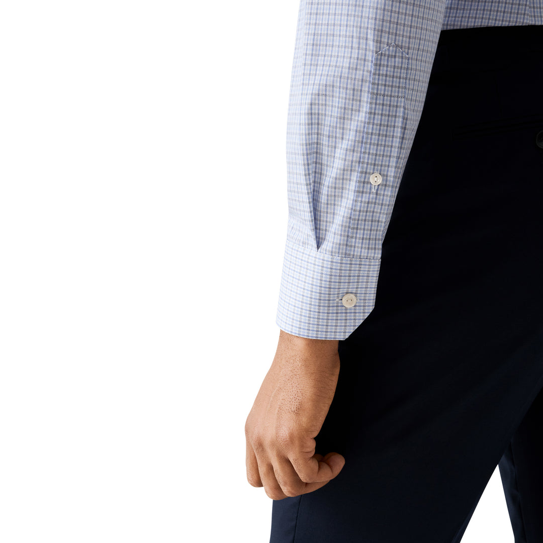 Light Blue Micro Check Cotton Twill Slim Fit Shirt - ETON