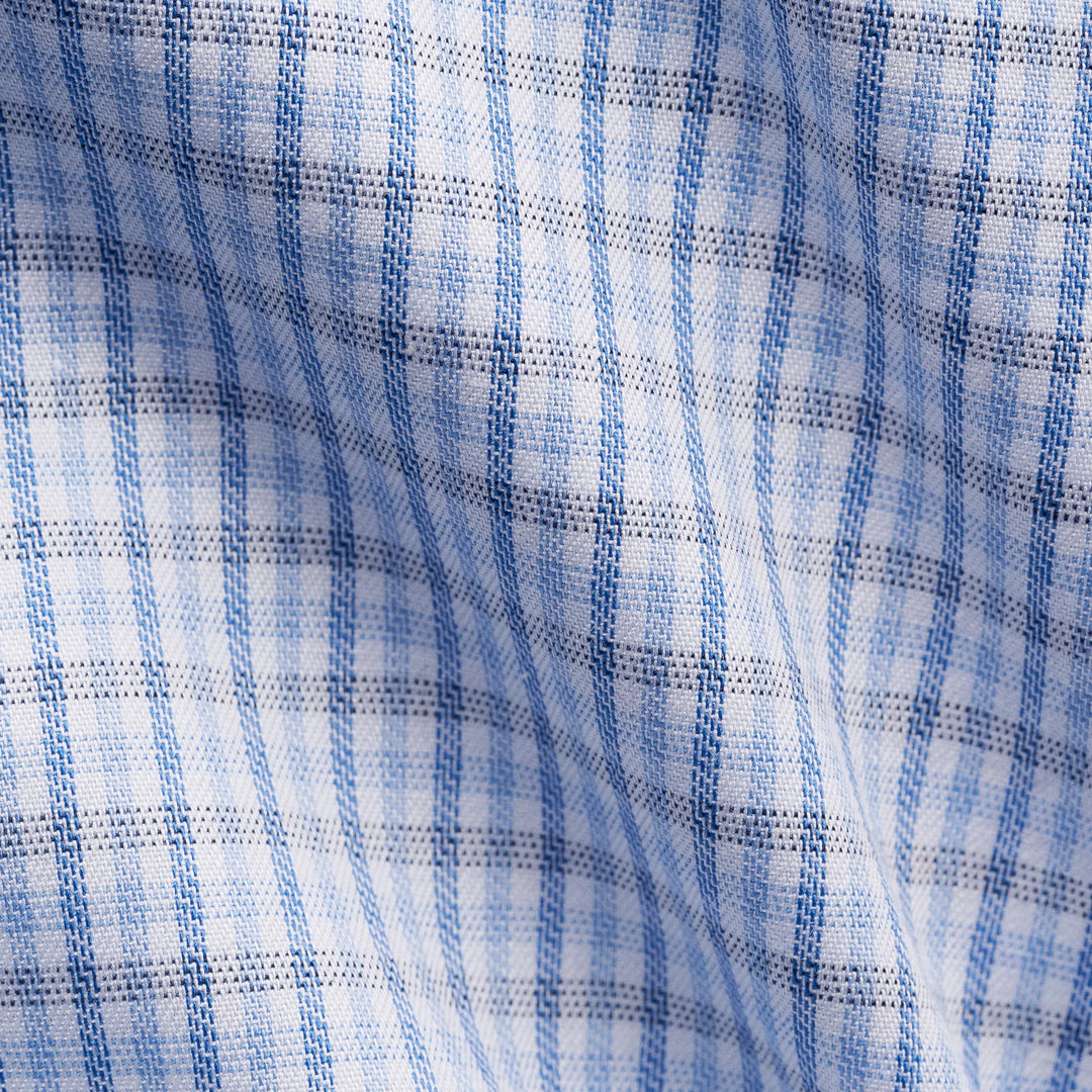 Light Blue Micro Check Cotton Twill Slim Fit Shirt - ETON