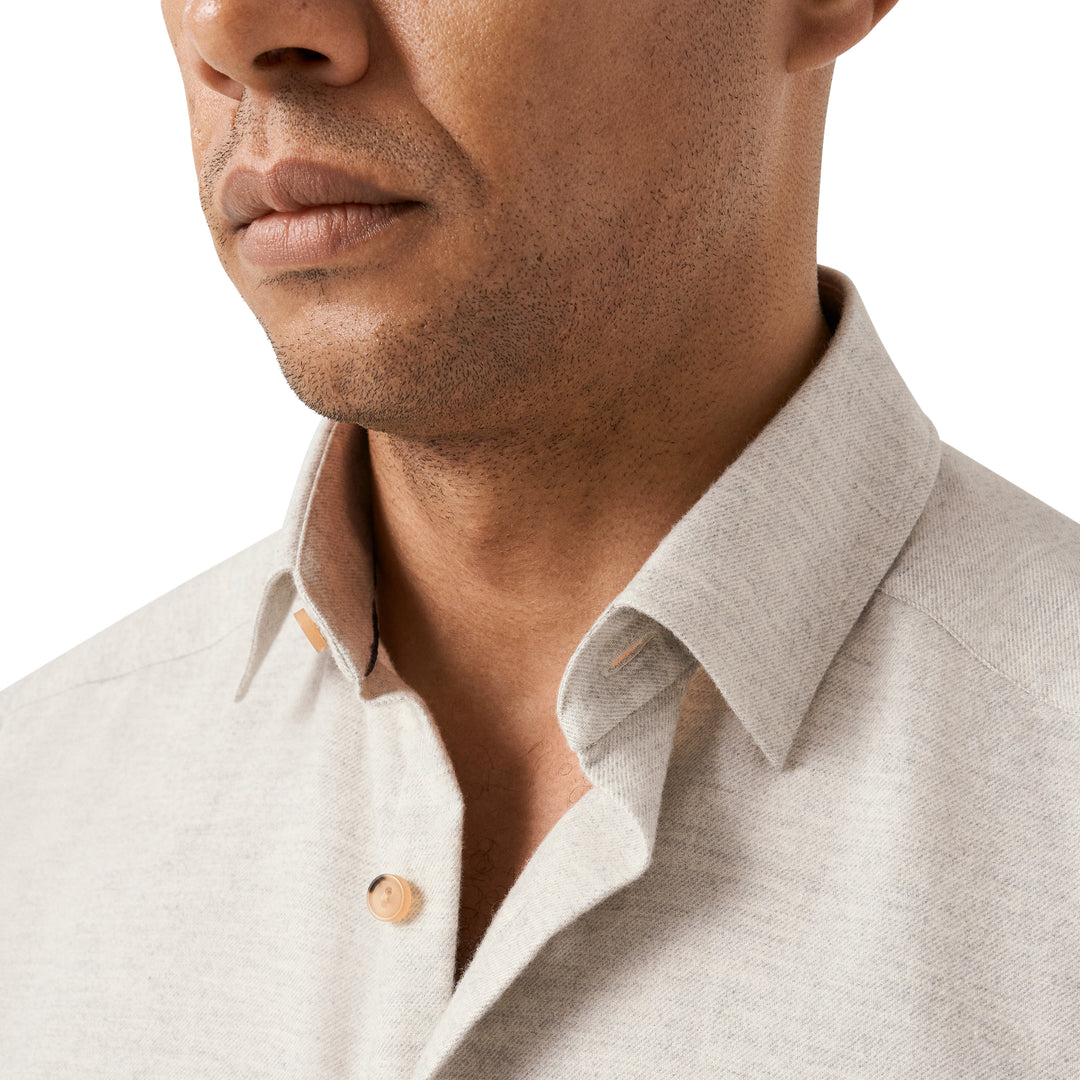 Light Putty Gray Solid Flannel Regular Fit Shirt - ETON - Boutique Jacques International