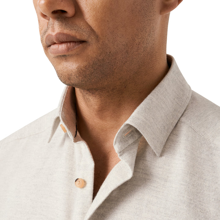 Light Putty Gray Solid Flannel Regular Fit Shirt - ETON - Boutique Jacques International