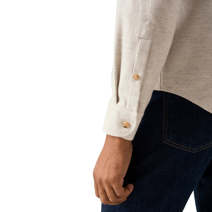 Light Putty Gray Solid Flannel Regular Fit Shirt - ETON - Boutique Jacques International