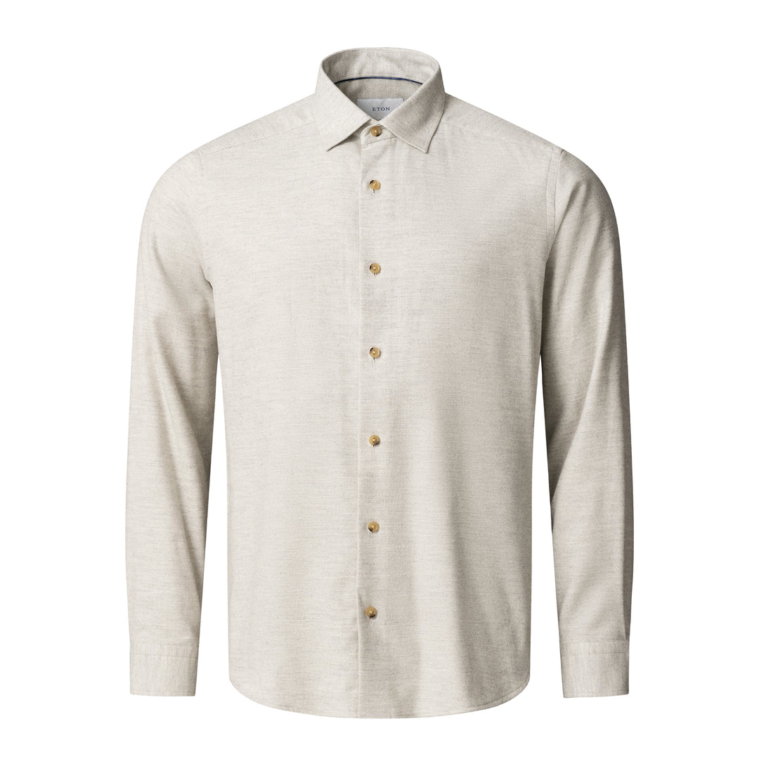 Light Putty Gray Solid Flannel Regular Fit Shirt - ETON - Boutique Jacques International