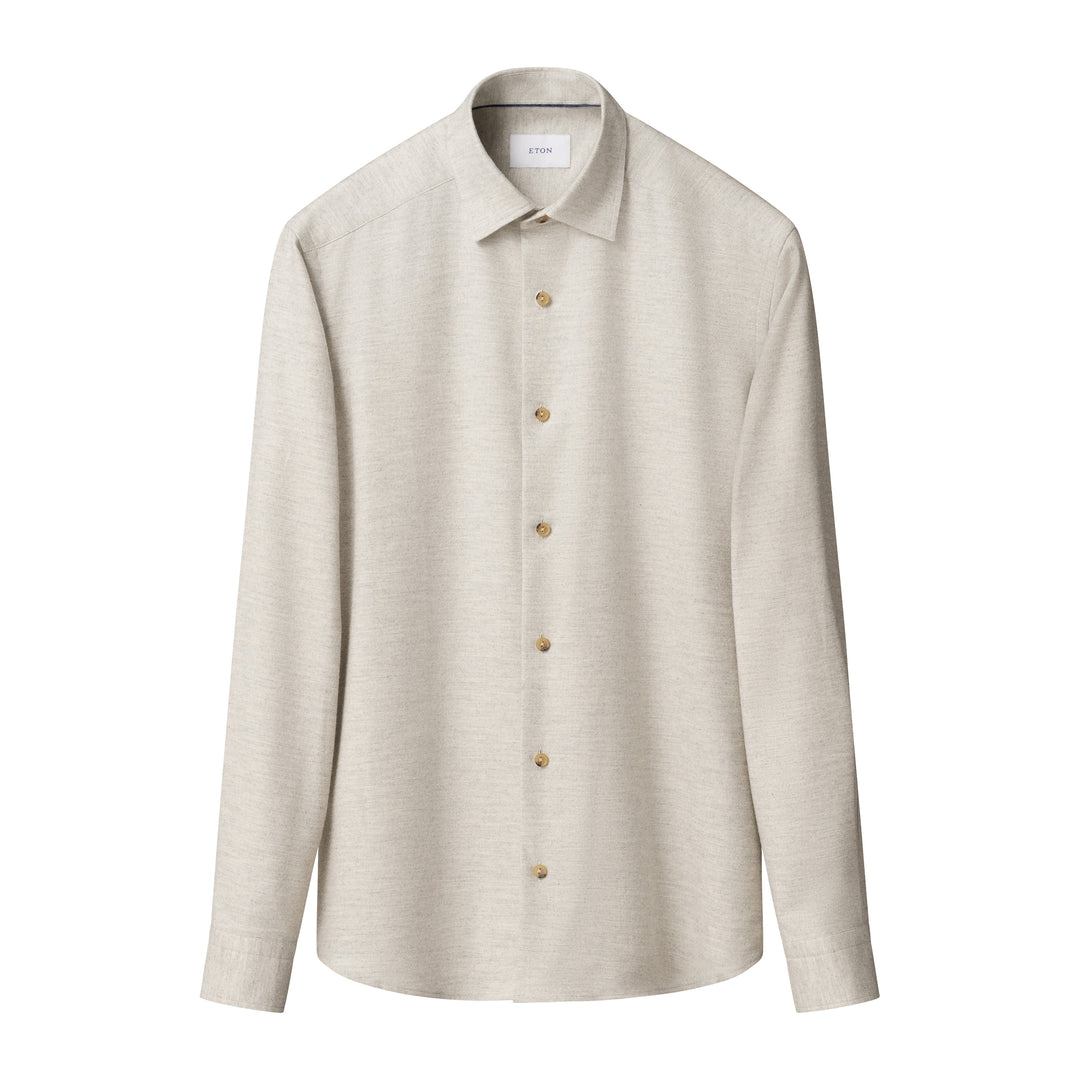 Light Putty Gray Solid Flannel Regular Fit Shirt - ETON - Boutique Jacques International