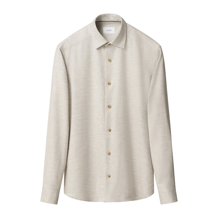 Light Putty Gray Solid Flannel Regular Fit Shirt - ETON - Boutique Jacques International