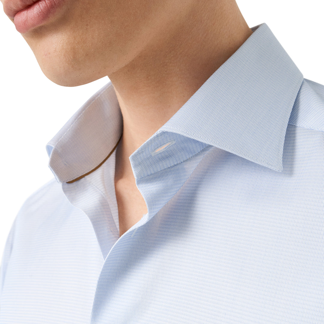 Blue Semi-Solid Supima 120 Elevated Twill Contemporary Fit Shirt - ETON