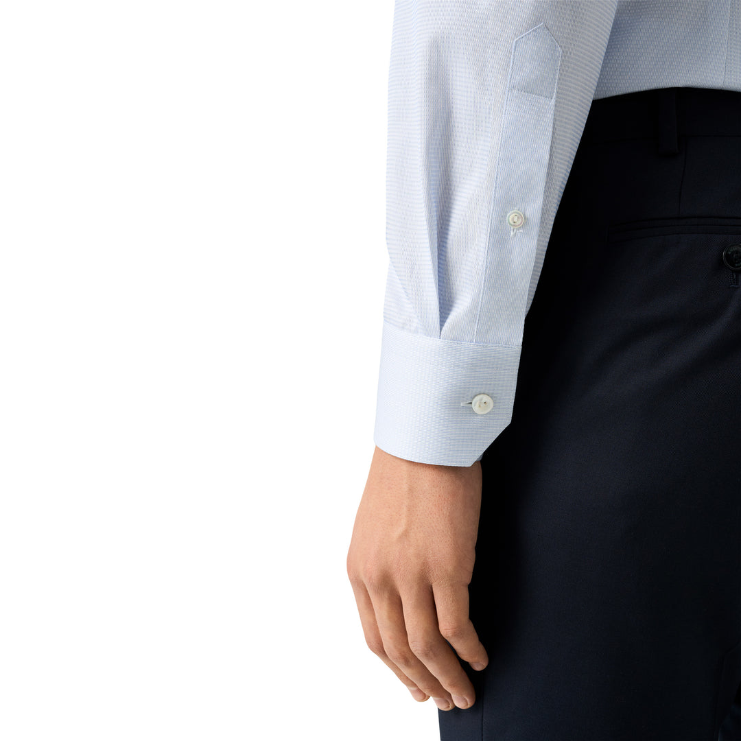 Blue Semi-Solid Supima 120 Elevated Twill Contemporary Fit Shirt - ETON
