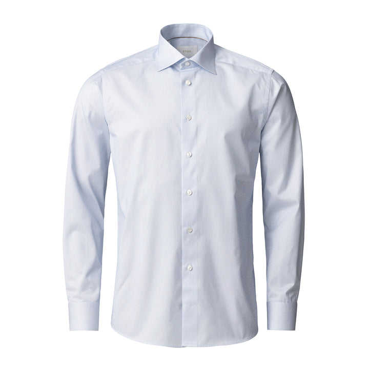Blue Semi-Solid Supima 120 Elevated Twill Contemporary Fit Shirt - ETON