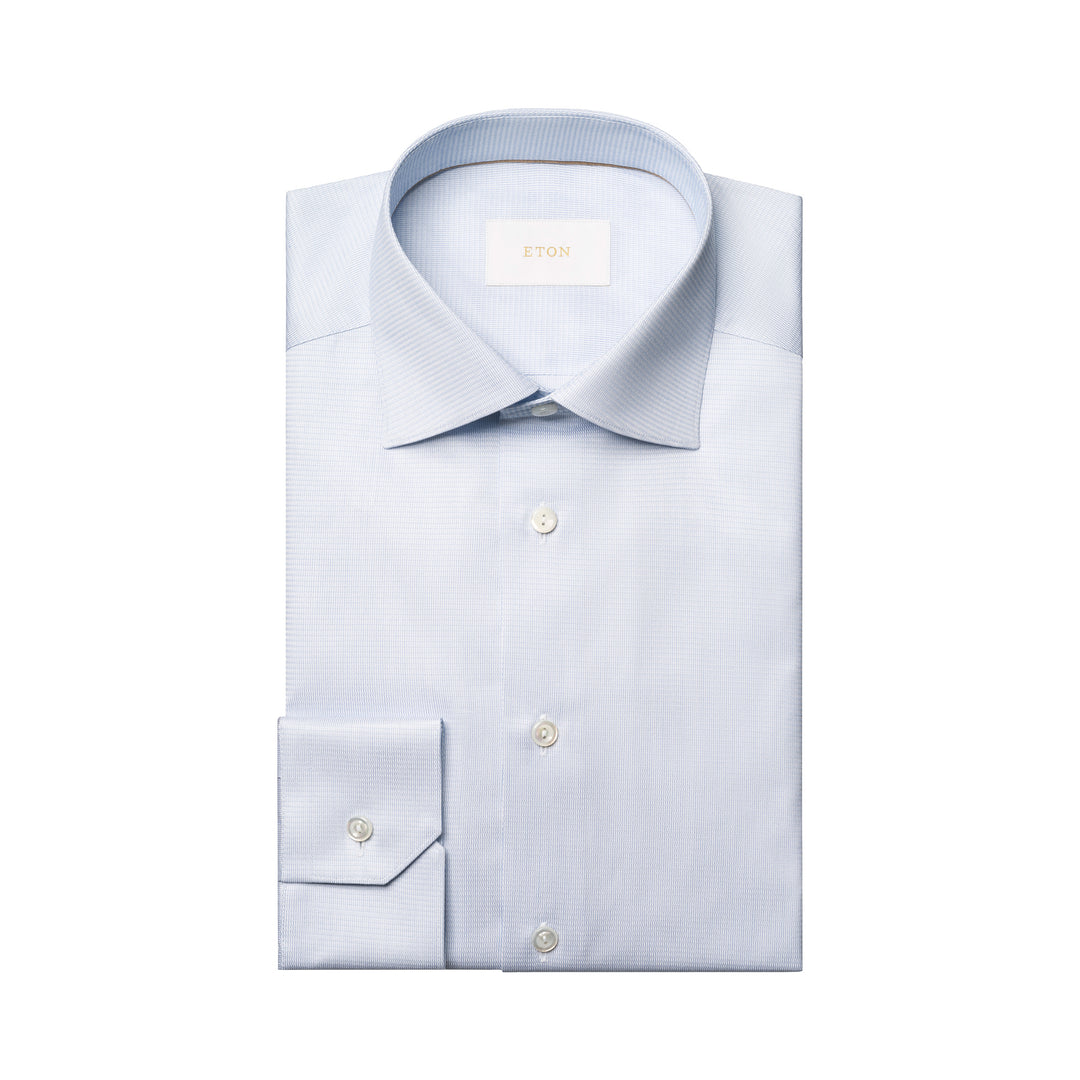 Blue Semi-Solid Supima 120 Elevated Twill Contemporary Fit Shirt - ETON