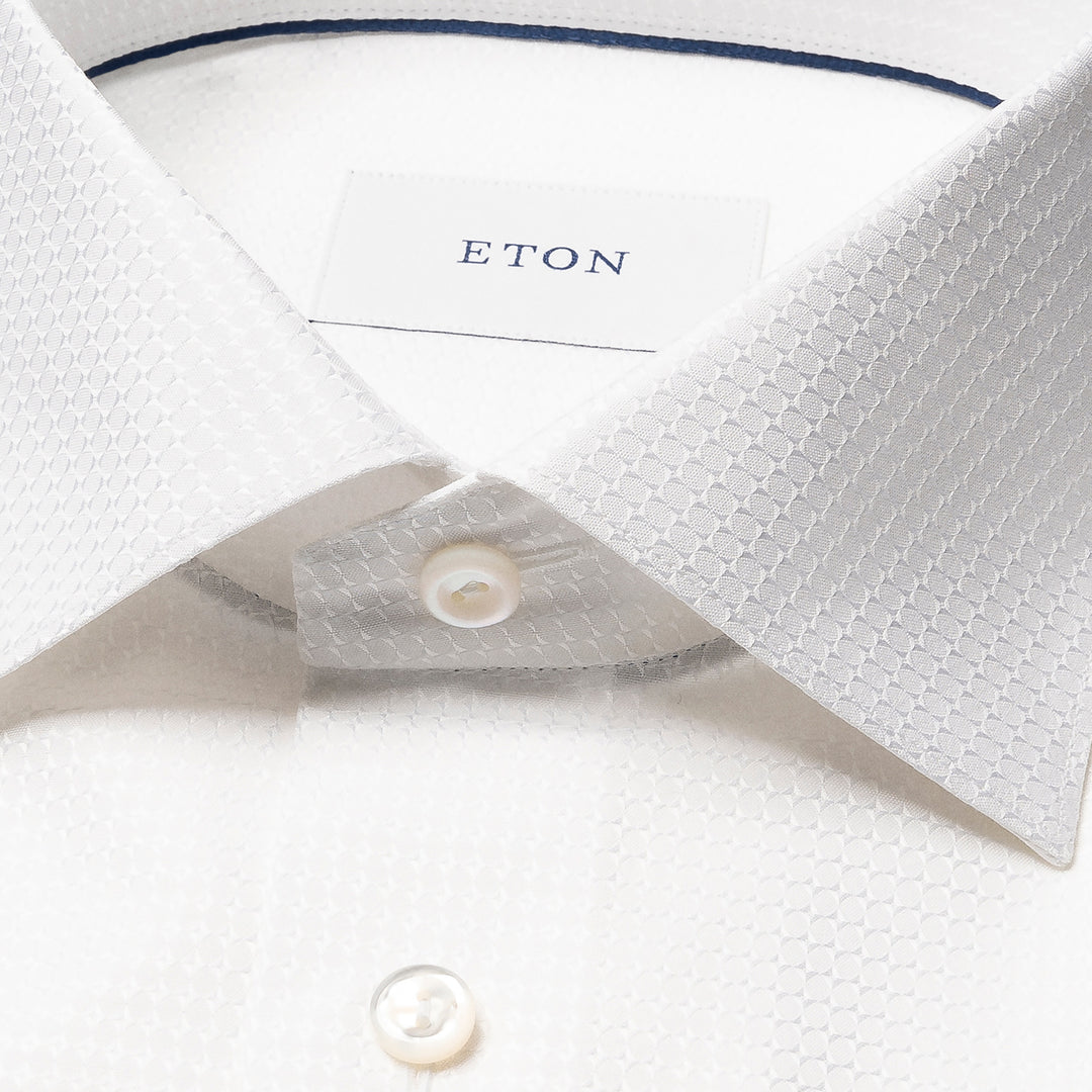 White Semi-Solid Dobby Contemporary Fit Evening Dress Shirt - ETON